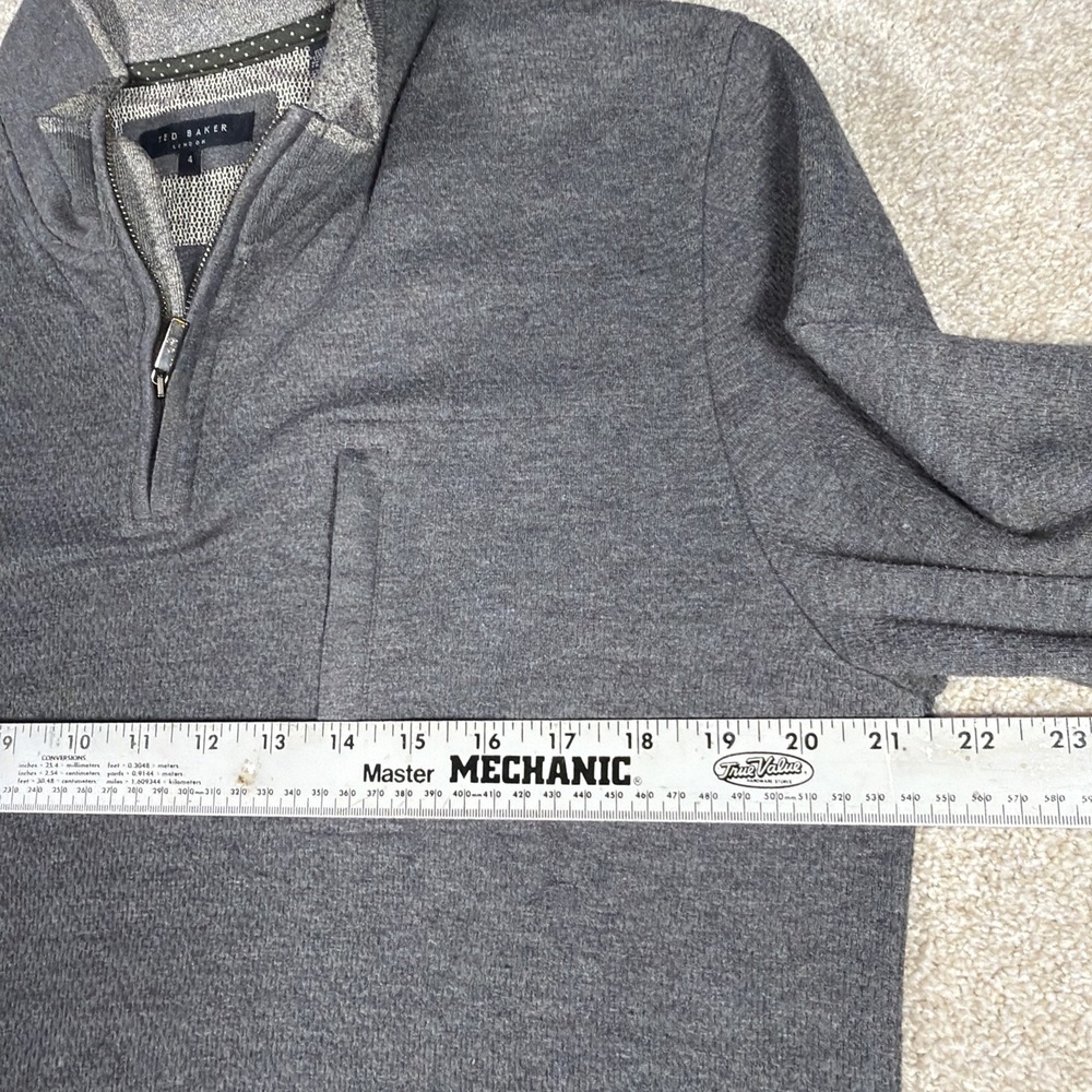 Ted Baker 1/4 Zip Funnel Neck Pullover Sweater Mens 4 Large Gray Preppy - Picture 5 of 8
